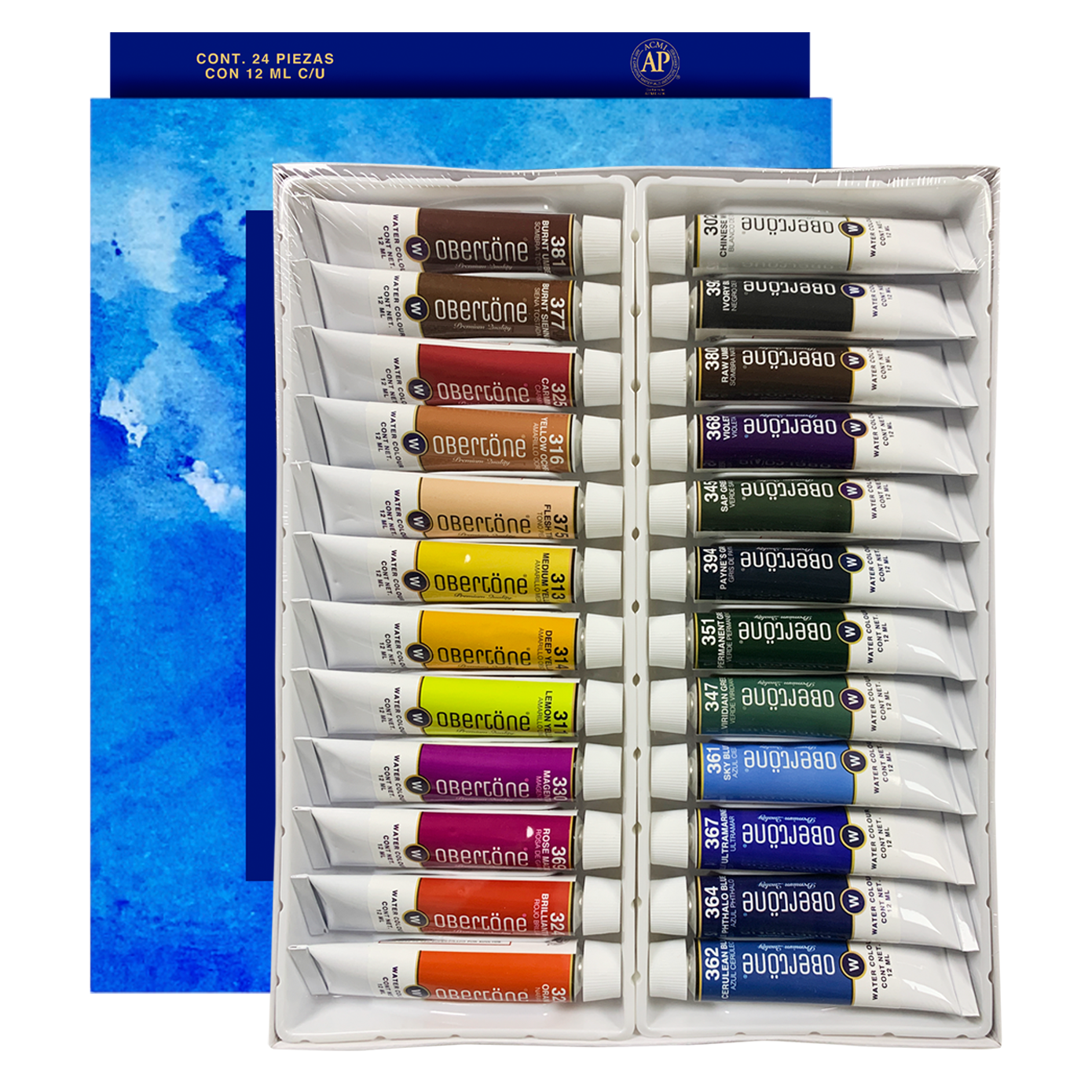 ACUARELA OBERTONE PREMIUM 12ML ESTUCHE CON 24 TUBOS