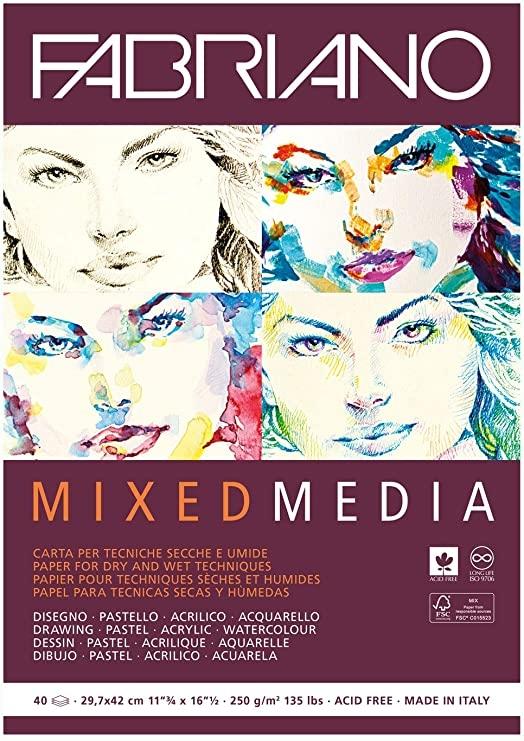 BLOCK FABRIANO MIXMEDIA 250 GRS DE DIFERENTES TAMAÃ‘OS