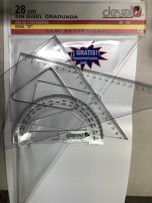 ESCUADRA DEVAL SEMIPROF C/GRAD S/B 28CM