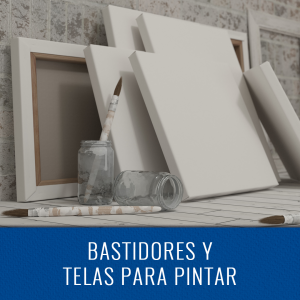 Bastidores, cartones con tela y telas para pintar